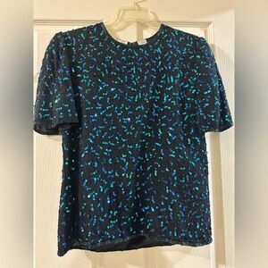 Sequin Embellished Black Blouse